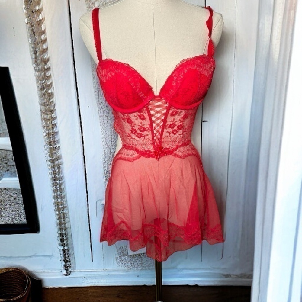 Victoria secret gorgeous glitter lingerie w bows and lace up ribbon detail S